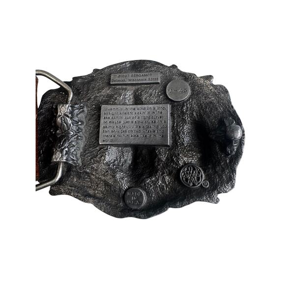 Vintage 1987 Bergamot “Live to Ride – Ride to Live” Belt Buckle + Leather Belt - Picture 4 of 8